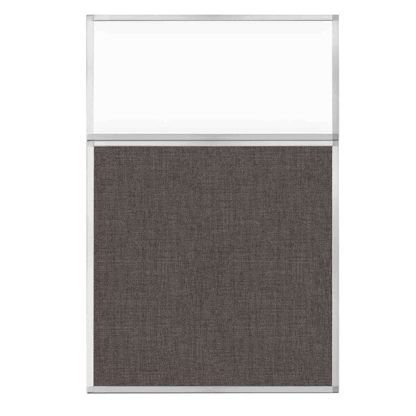 Hush Panel Configurable Cubicle Partition 4' x 6' W/ Window Mocha Fabric Clear Window